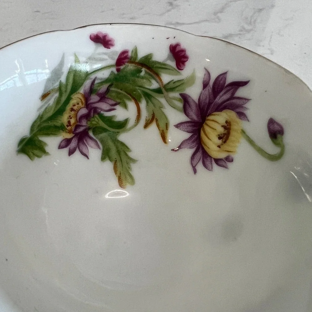 Vintage Halsey Fifth Japan Floral Porcelain Teacup Saucer Set Gold‎ Trim